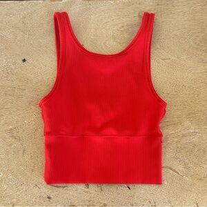 Lululemon Red Power Pivot Ribbed Tank Bra